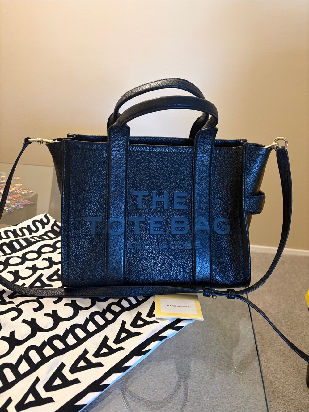 Marc Jacobs Black Pebbled Leather 'The Tote Bag' medium Tote